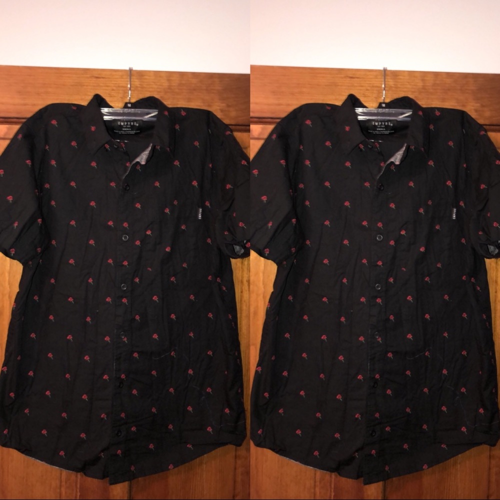 EMPYRE ROSE/BLACK SHORT SLEEVE BUTTON UP!!!